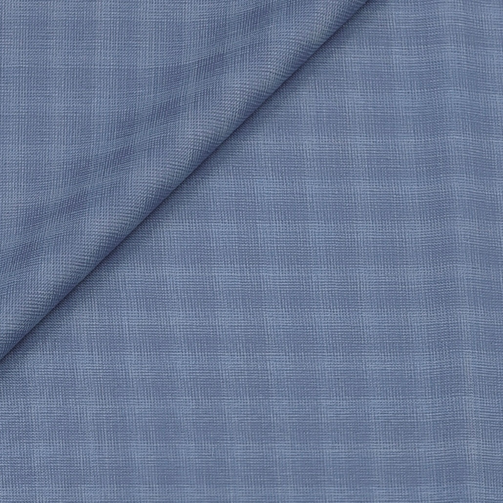 Trouser Fabric Reid & Taylor Super 130s Count 70%Wool Mild Check Color Ocean Blue
